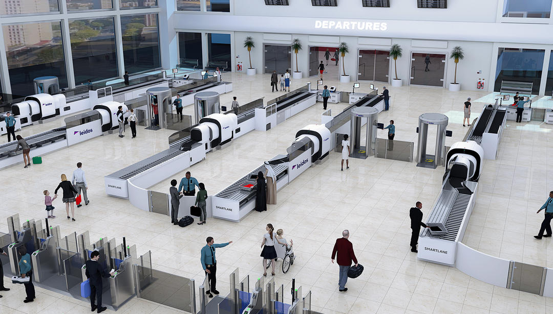 illustration of baggage scanners in airport