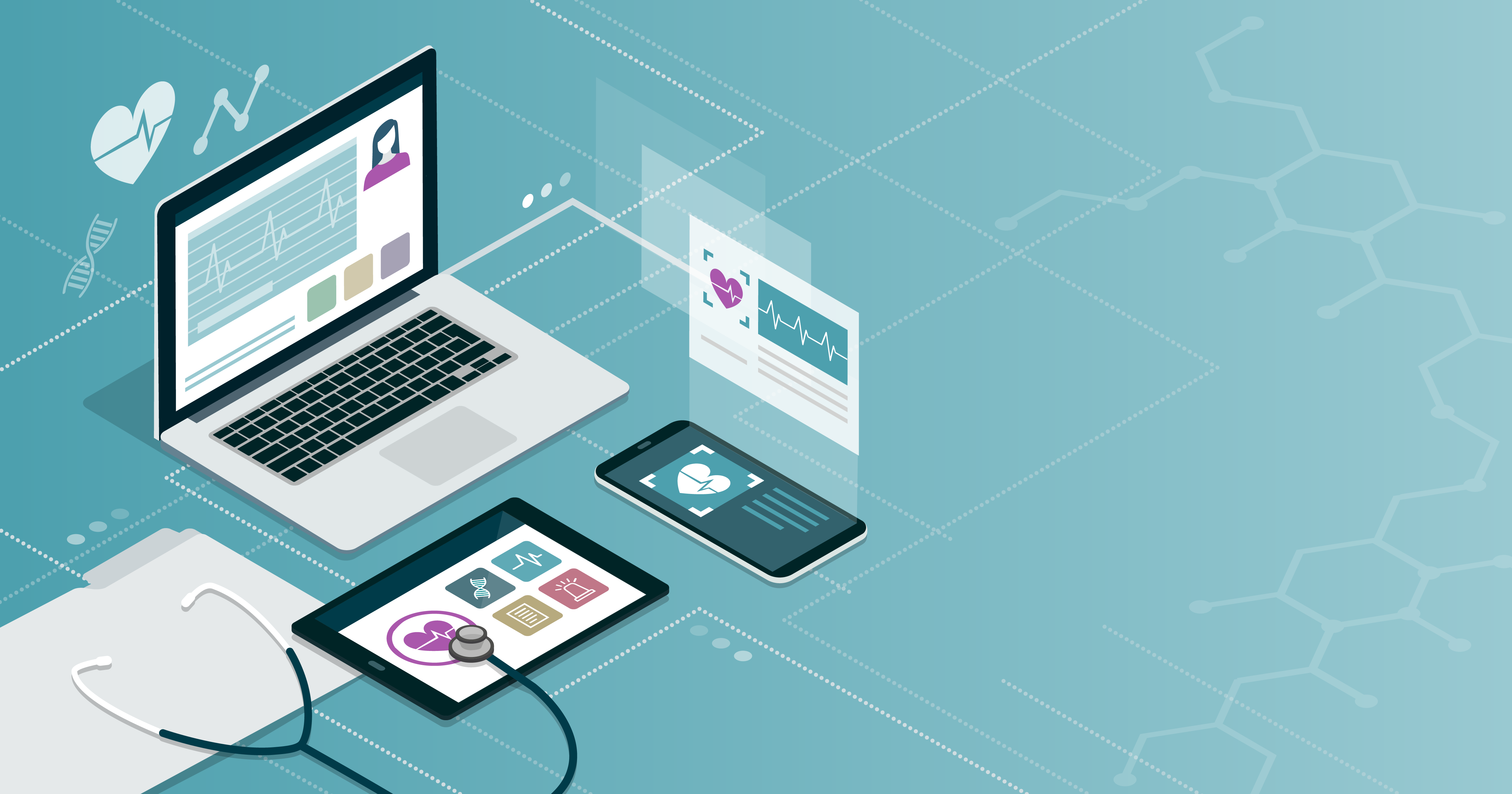 drawing of technologies used in health care communication