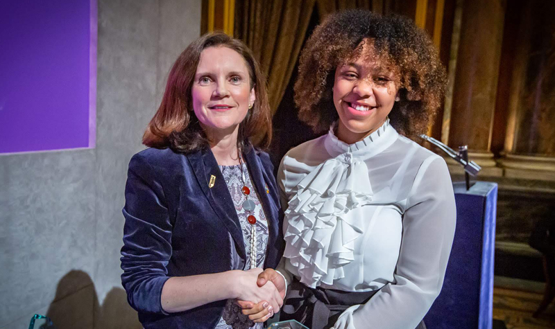 Career Ready student Angel Maynard with Leidos UK's Tracy Greenfield