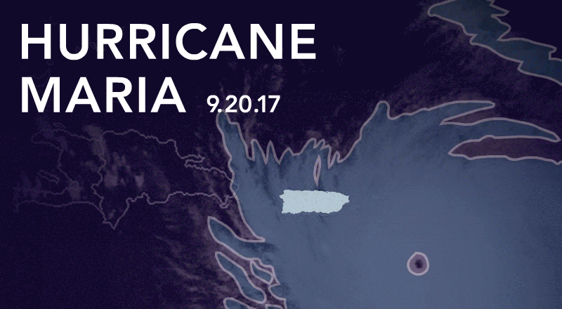Hurricane Maria GIF showing trajectory of Hurricane Maria over Puerto Rico in 2017