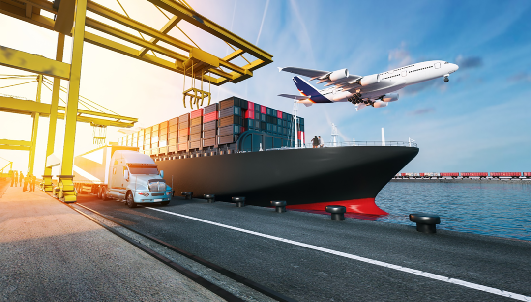 cargo ship with aircraft and truck scanner