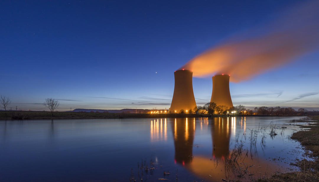 Power plant at dusk