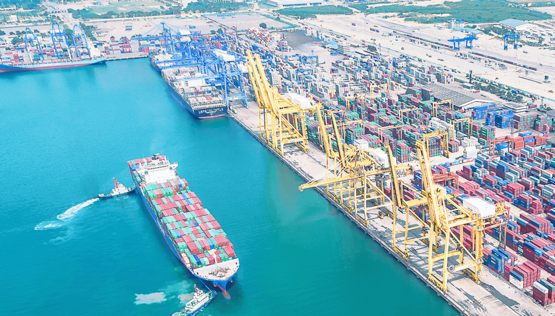 port with large cargo ship