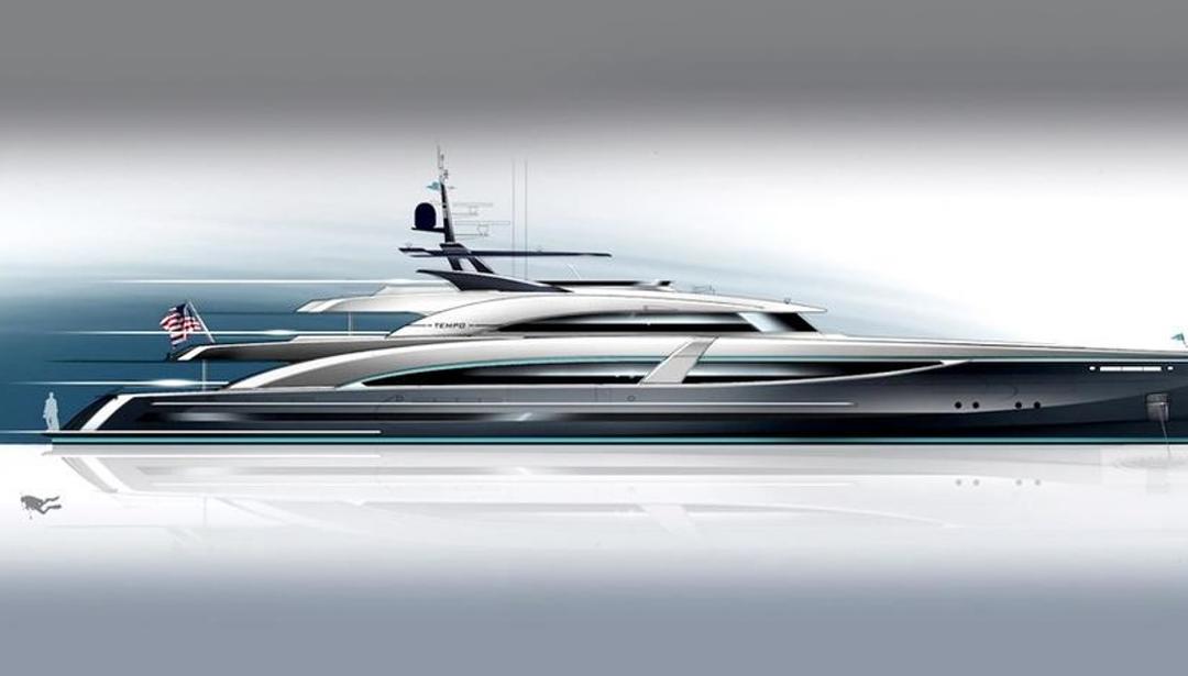 drawing of superyacht