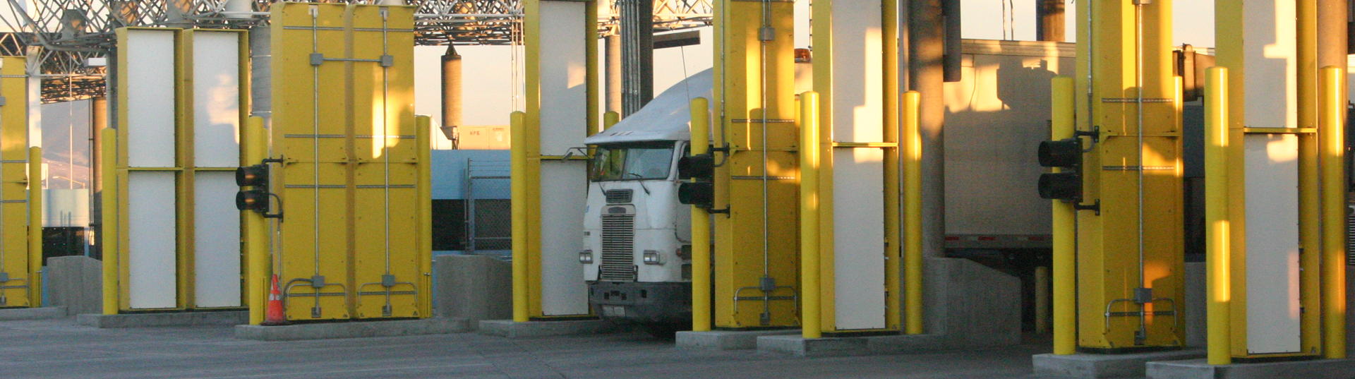 trucks driving through security sensors