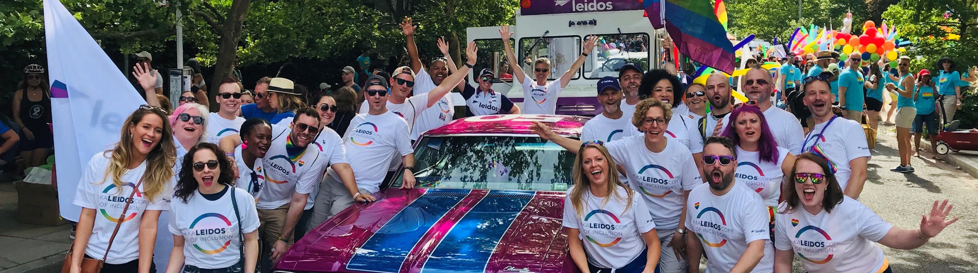 Group of employees at Pride parade