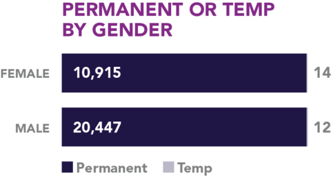Perm or Temp by Gender Permanent or temporary employees by gender