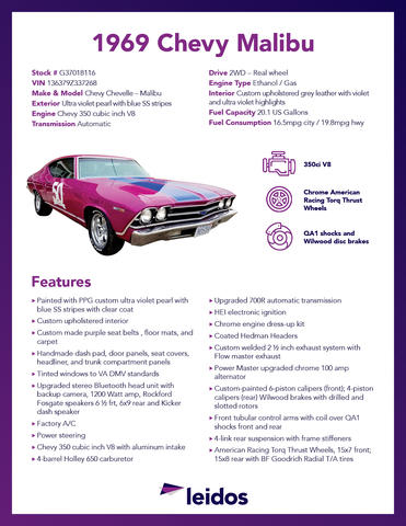 50th Malibu spec sheet 50th anniversary Malibu spec sheet