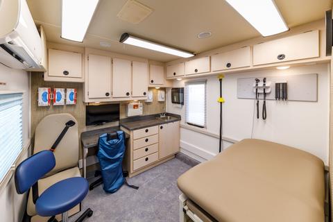 mobile medical clinic inside interior of a QTC mobile medical clinic