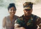 Leidos employee Gerald Gaskins pictured with his wife while he was in the Marine Corps
