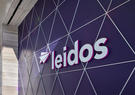 Leidos logo on a purple background