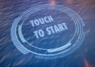 hologram that says touch to start