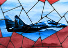 Mosaic image of fighter jet 