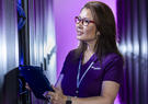 Leidos employee with table checking servers 