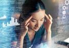 woman stressed looking at data