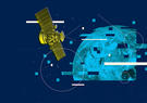 illustration of a satellite monitoring earth