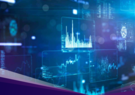 Graphic with charts and other metrics in the background