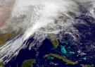 A satellite image of a winter storm over the U.S.