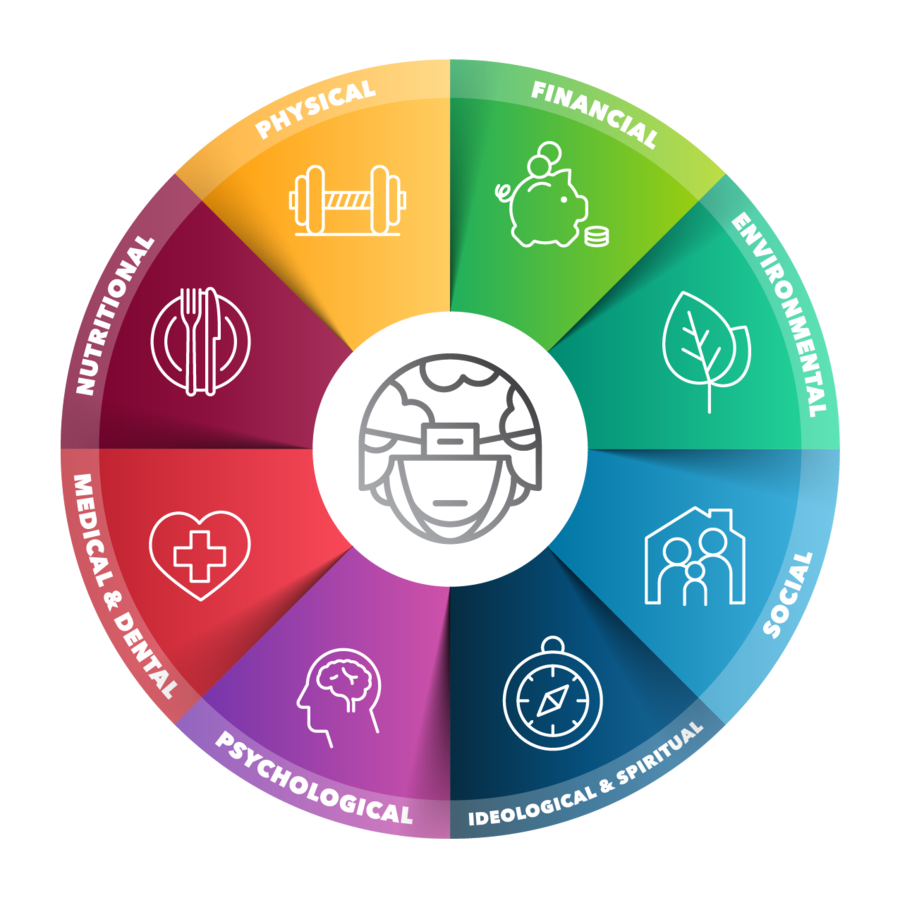 A wheel with varying types of health centered around a military figure