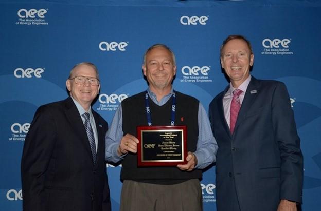 Ameren Illinois and Leidos representatives hold AEE award