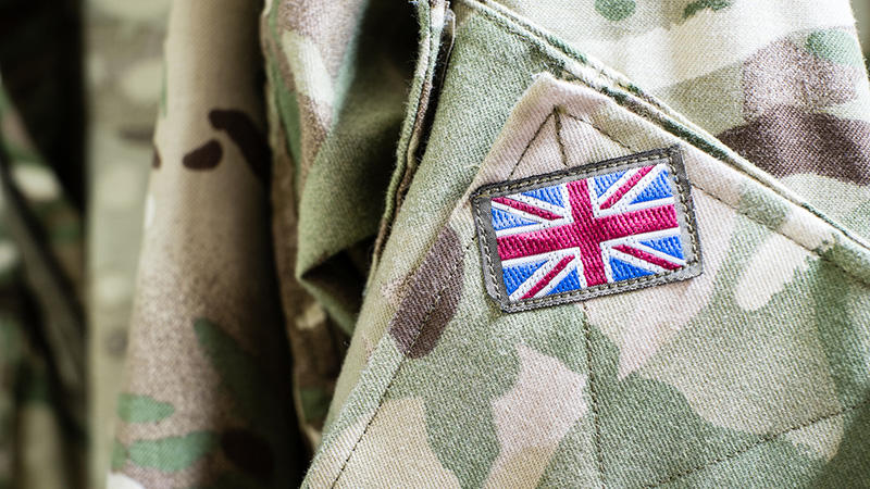 zoomed in photo of a British military fatigue