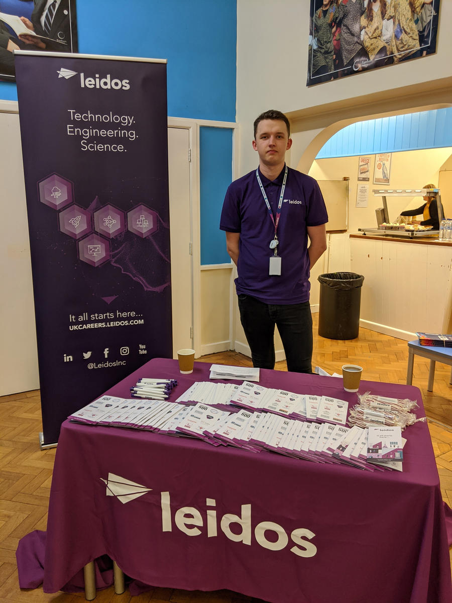 Leidos UK apprentice Ethan Winter at a recruiting event