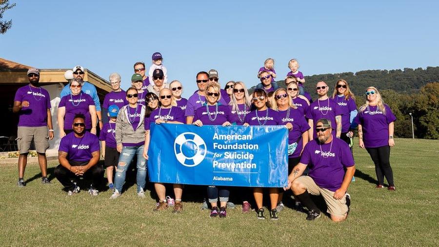 Leidos employees and family members participating in the American Foundation for Suicide Prevention’s Hike for Hope event in Huntsville, Alabama