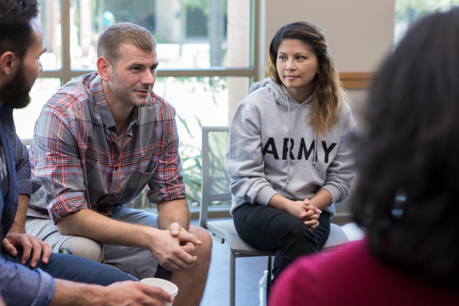 Veterans in group therapy