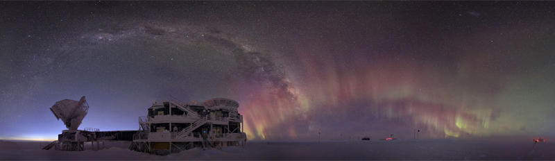 South Pole telescope and aurora