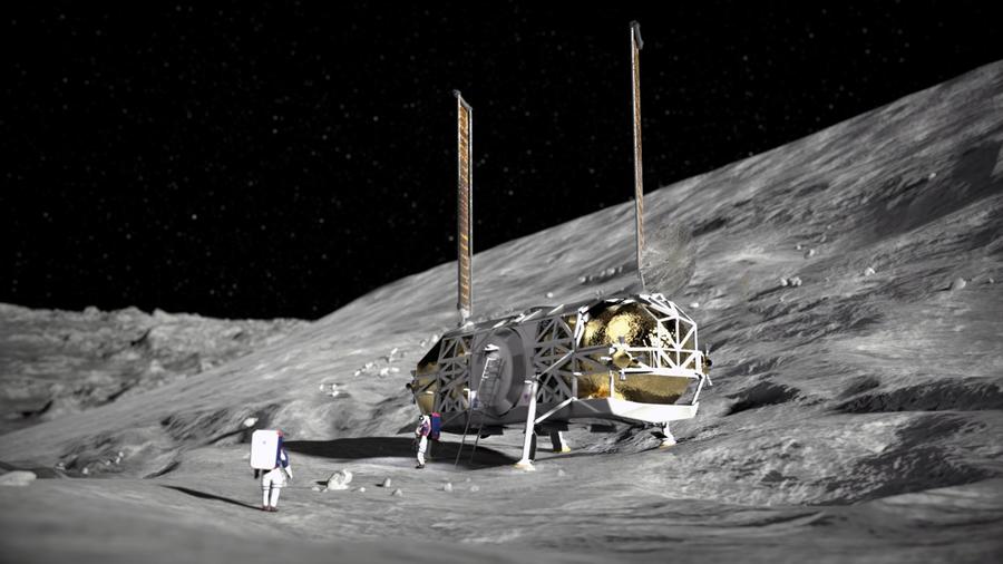 Illustration of human landing system on the moon