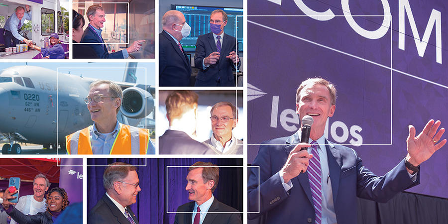 A collage of photographs of Roger Krone throughout his tenure at Leidos