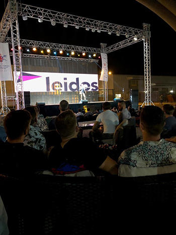 Leidos banner on BFF stage