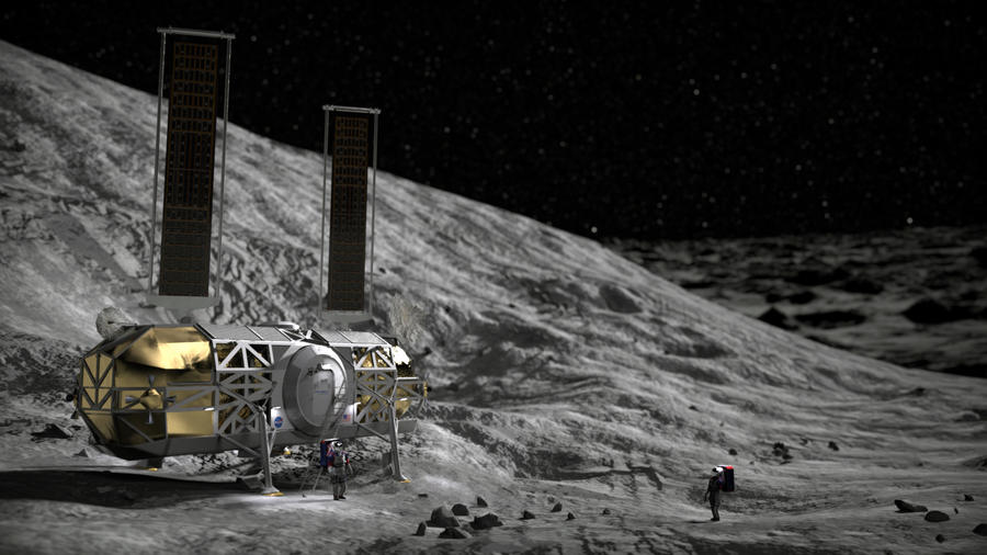 Human Landing System on the uneven lunar surface