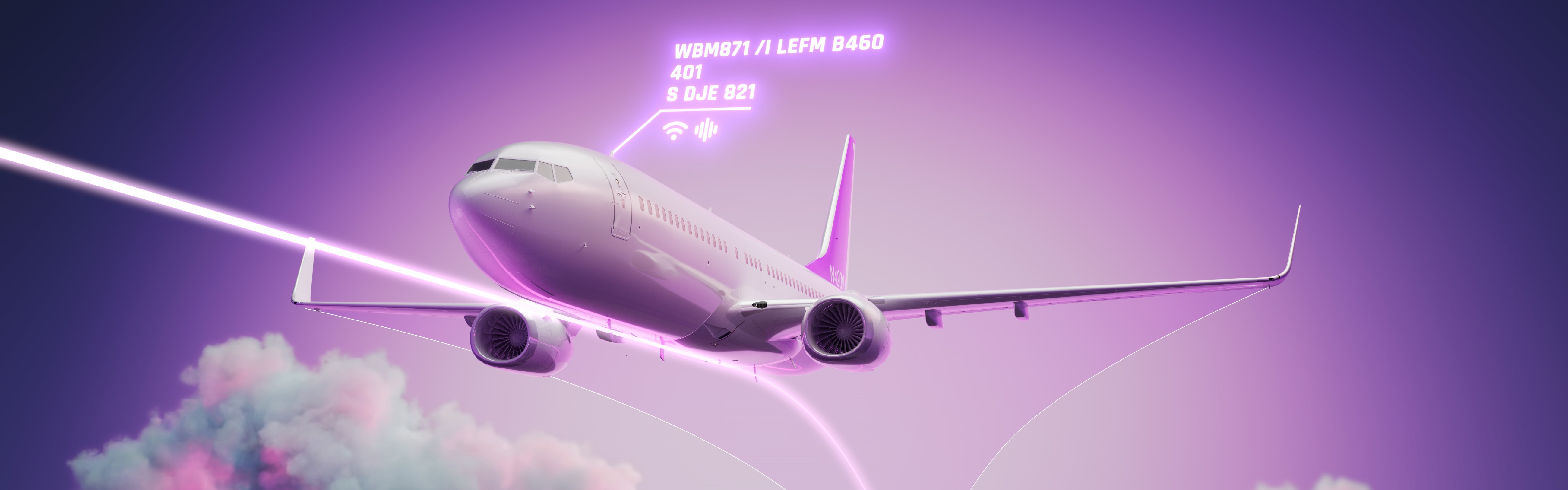 boeing 737 in purple sky