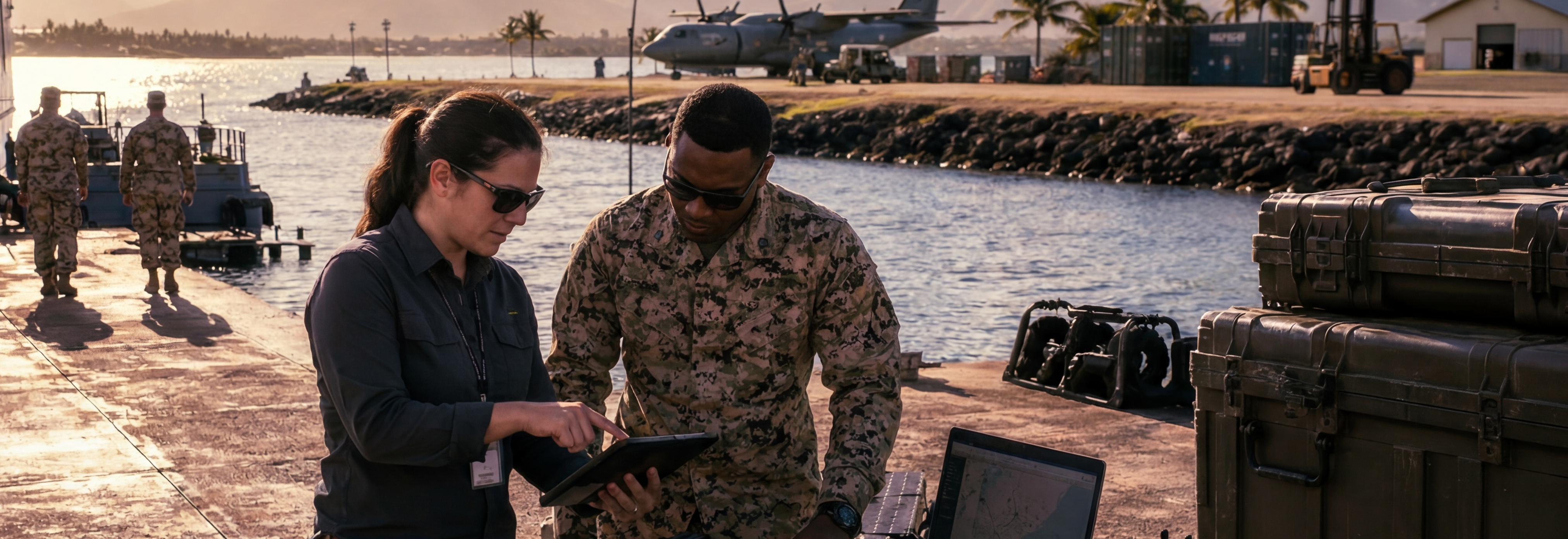 two people look at a tablet