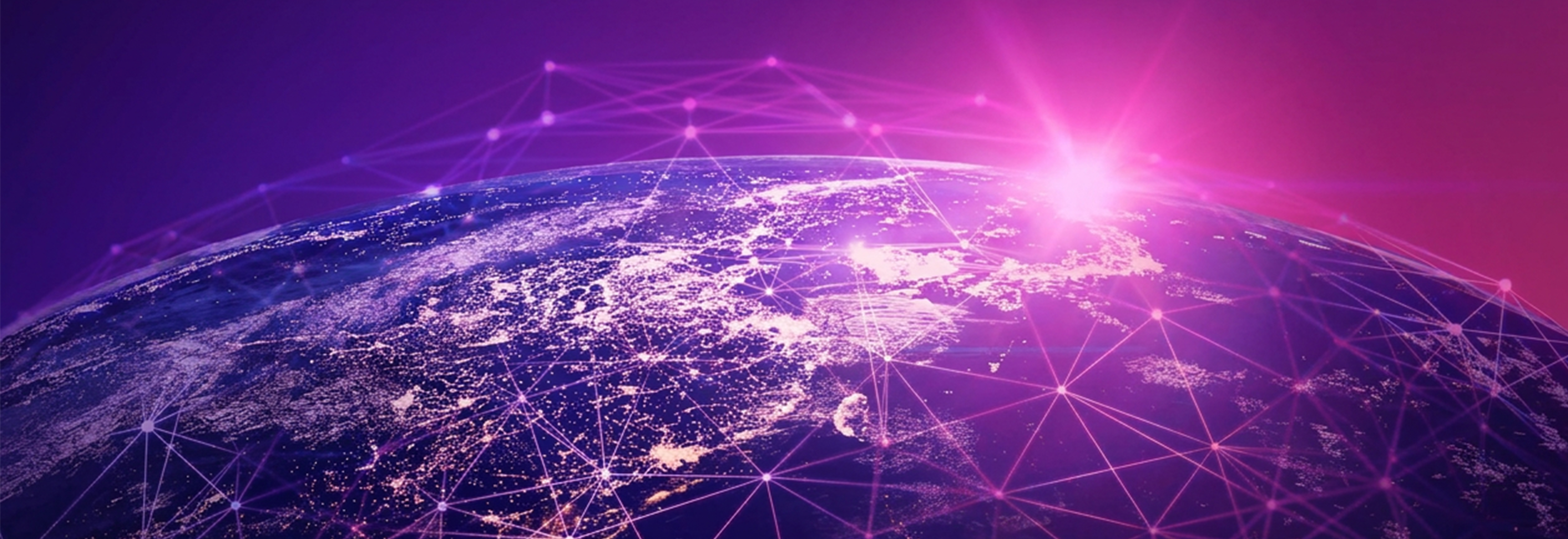 Globe covered in lots of hotspots and various lines denoting a connected network