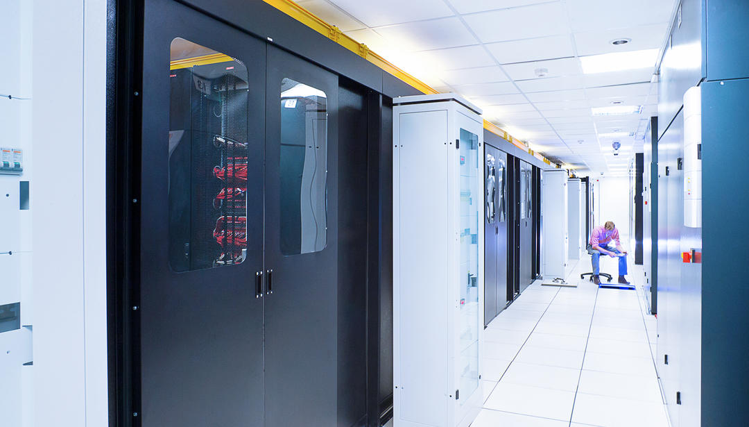 Man working in data center