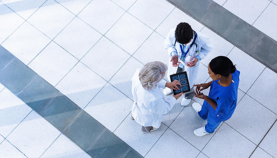 Health workers collaborating