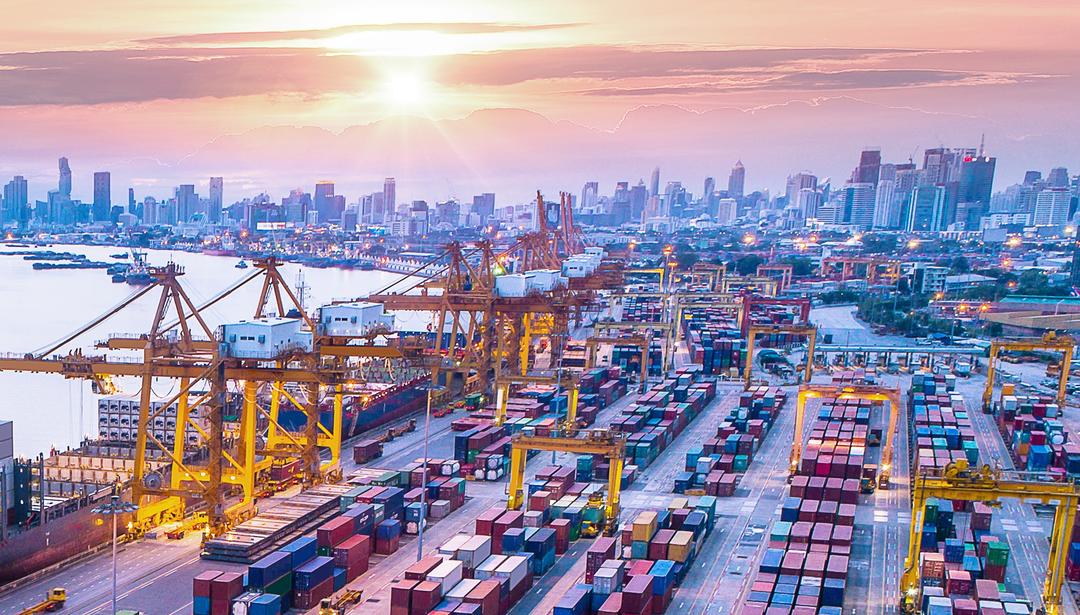 aerial view of logistics port