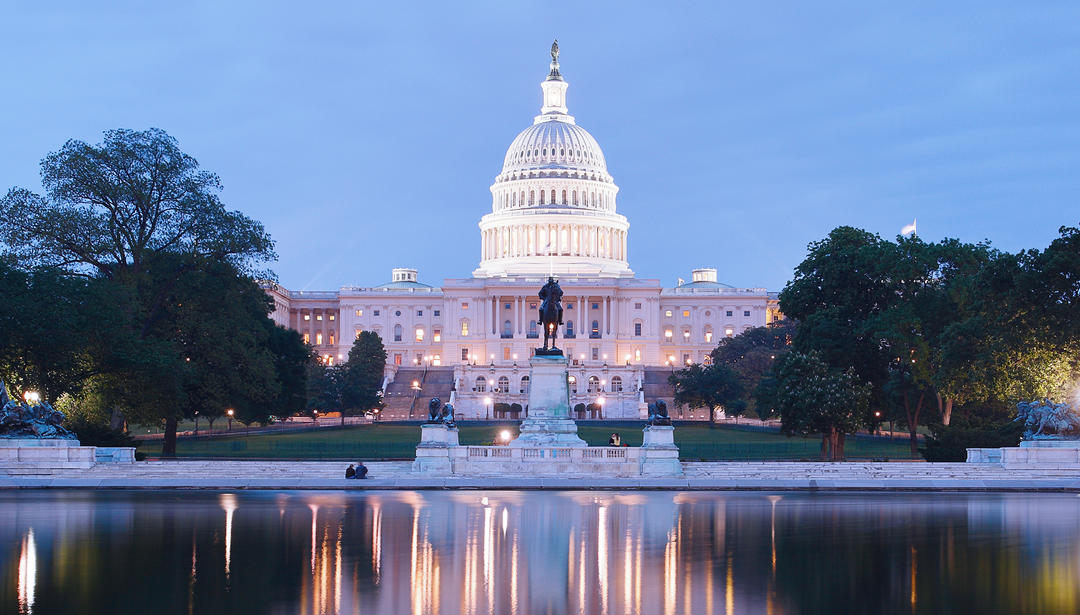 The U.S. Capitol at dusk