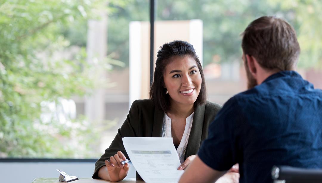 person meeting with careers counselor 