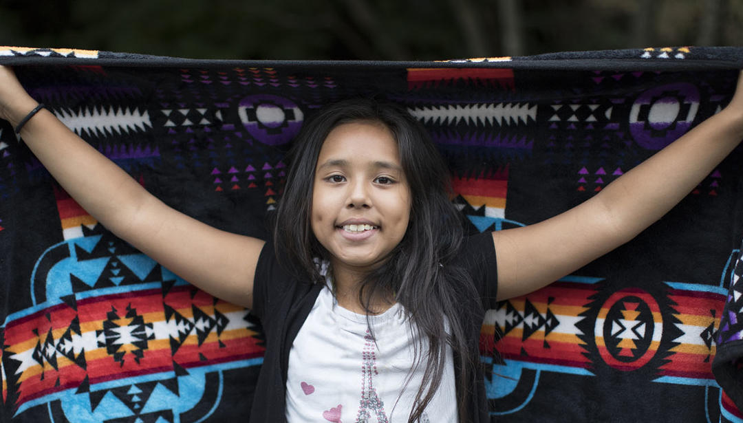 native girl with blanket