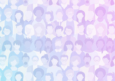 cartoon silhouettes of people with gradient on top