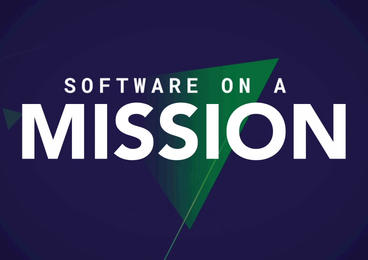Software on a mission text on blue background 