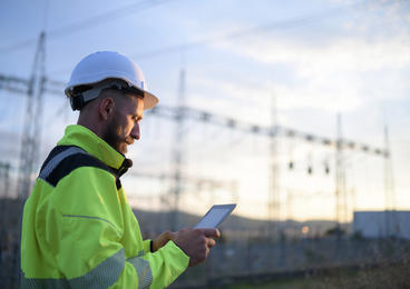 Engineer working on a tablet
