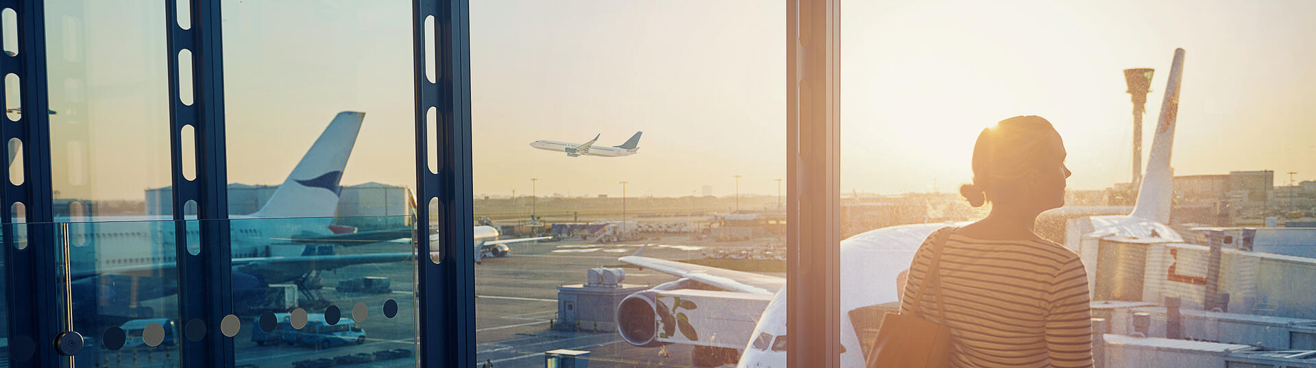 Aircraft through the terminal window