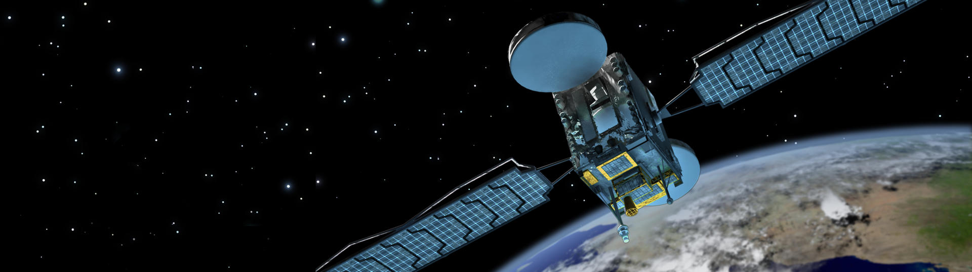 Satellite in orbit above earth