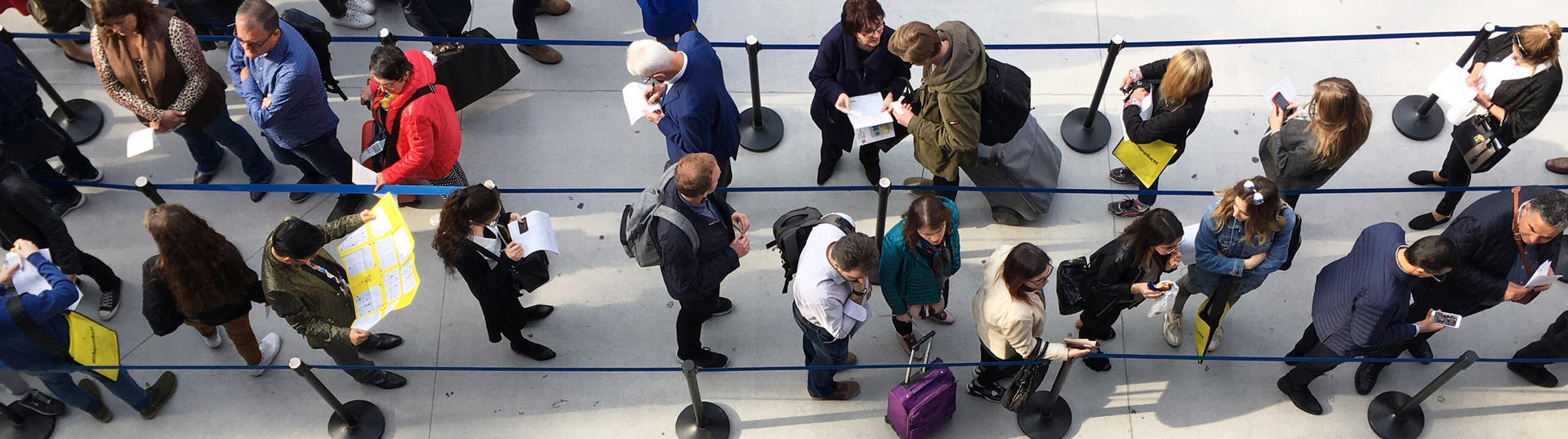 people in airport security line