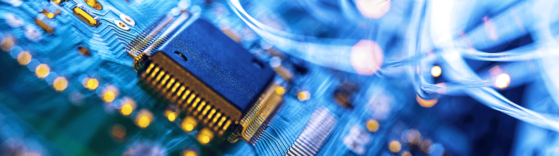 Fibre optics carrying data passing through electronic circuit boards