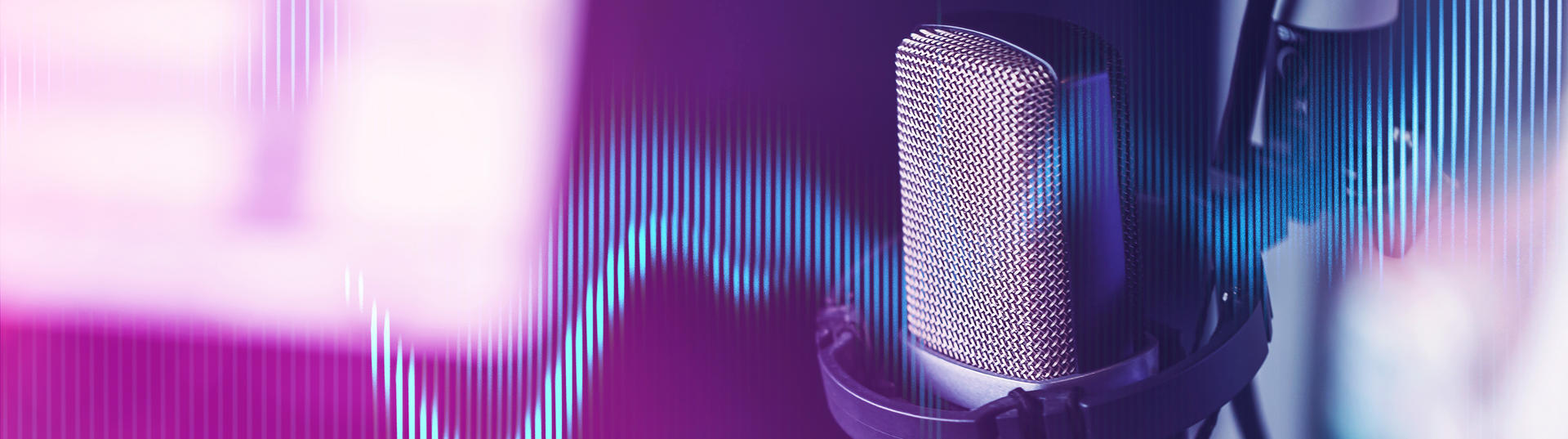 Podcast microphone with sound waves